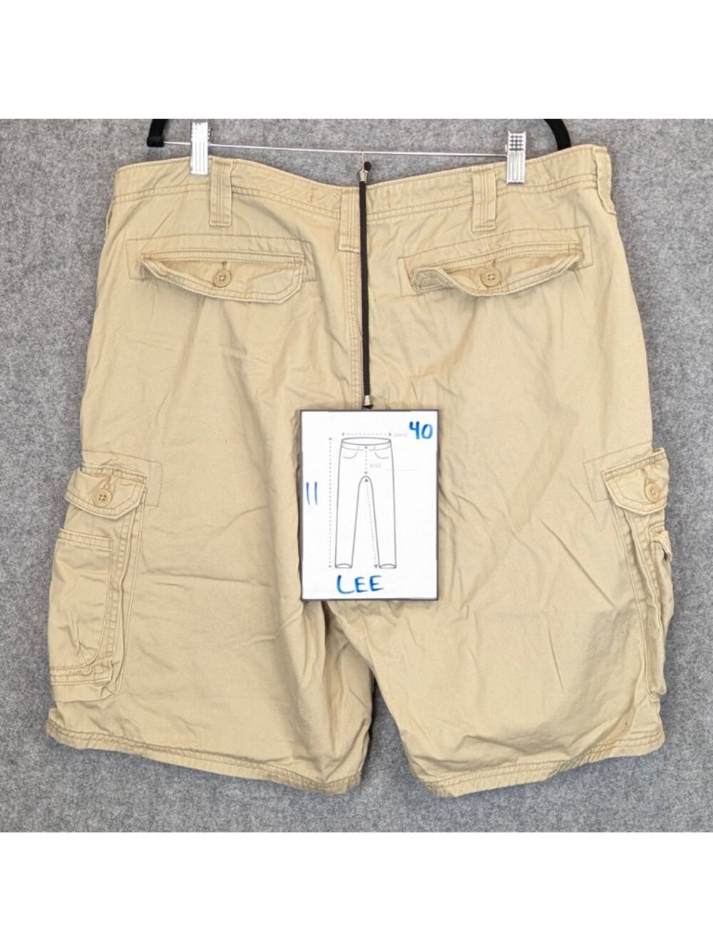 Lee Dungarees Mens 40 Cargo Shorts Khaki Beige Cotton Multi Pocket Casual Hiking - Picture 7 of 7